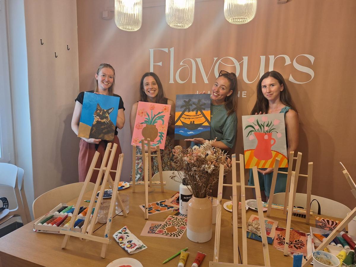 Peinture acrylique sur toile & Pâtisseries au café Flavours