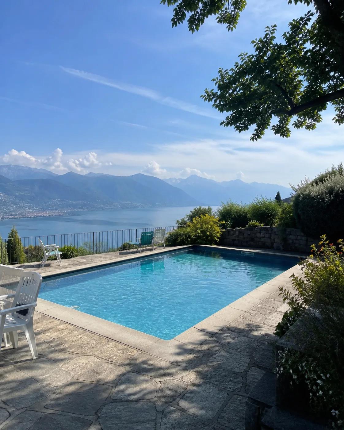 Piscine privée avec vue sur le Léman