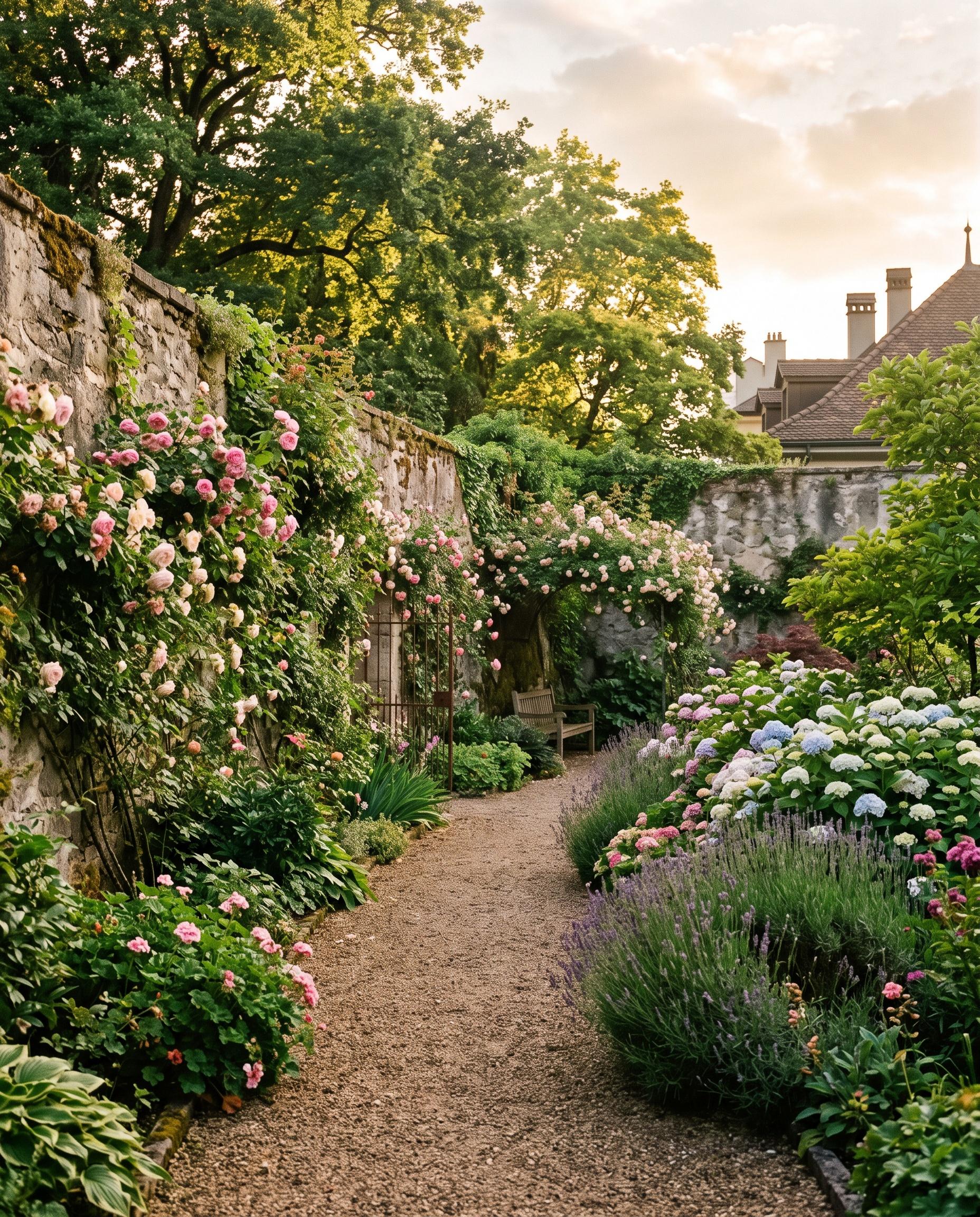 Jardin chaleureux prêt à accueillir un événement